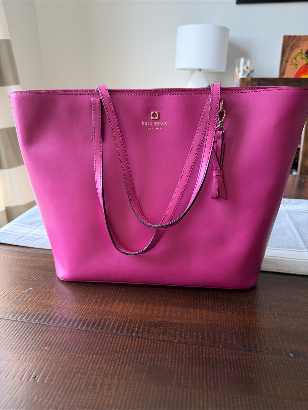 kate spade Hot Pink Leather Tote with Dual Straps
